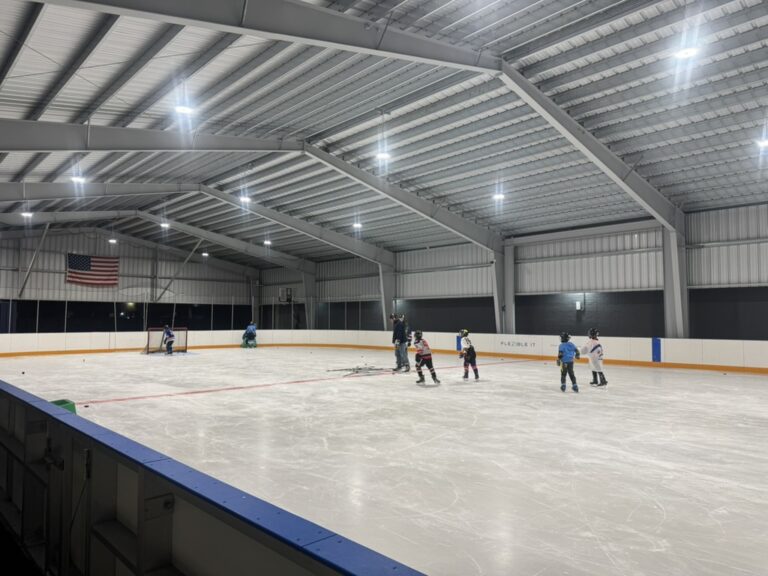 A game underway on the ice at Flexible Arena