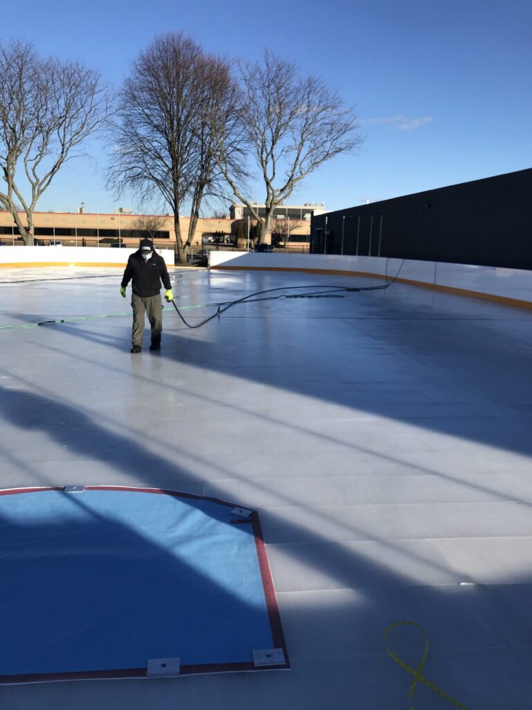 Flooding the ice surface at Flexible Arena